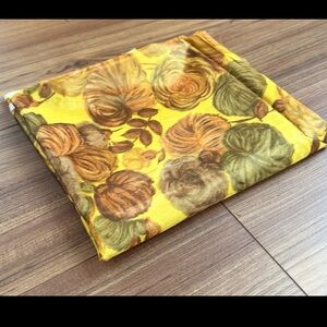 Vintage MCM 50s 60s Golden Yellow Floral Silk Fabric 2 yards + 6" L x 36"W